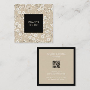 Beige Weiße Daisy Moderne Trendige Blume Florist Quadratische Visitenkarte