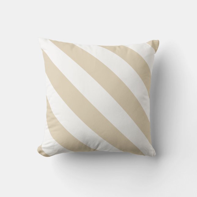 Beige weiße dickige Streifen Kissen (Vorderseite)