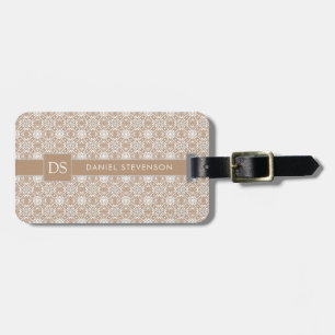Beige weiße geometrische Moderne Batik Muster Gepäckanhänger