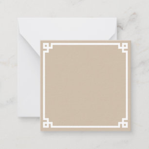 Beige-weiße griechische Schlüssel-Ornament-Rand Mitteilungskarte