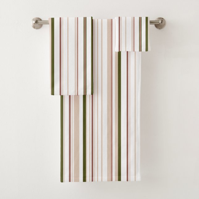 Beige weiße grüne Badezimmer Küste Badhandtuch Set (Insitu)