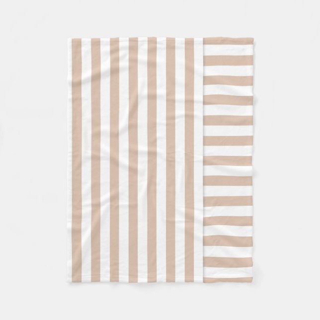 Beige weiße Streifen Fleecedecke (Vorderseite)