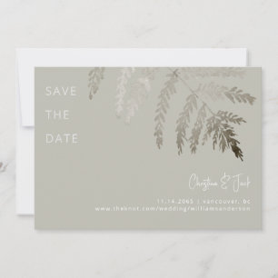 Beige Weiße Text Moderne Hochzeit Merken Sie sich Einladung