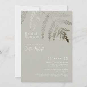 Beige Weiße Text Neutrale Foliage Brautparty Einladung