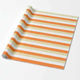 Beige, weiße und orange Streifen Geschenkpapier