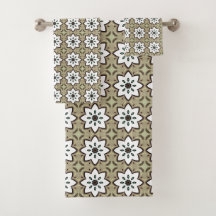 Beige, weiße und schwarze geometrische Mandala