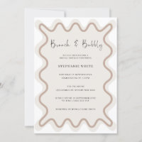 Beige Weißer Grenzbrunch und Bubbly Einladung