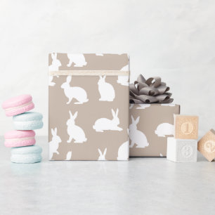 Beige-weißes Kaninchen-Hasen-Muster Süßes Ostern Geschenkpapier