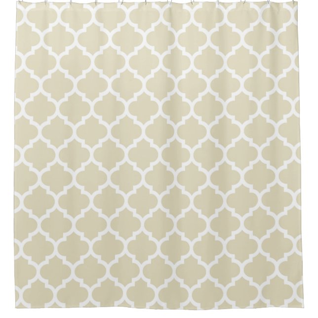 Beige weißes marokkanisches Quatrefolienmuster #5 Duschvorhang (Vorderseite)