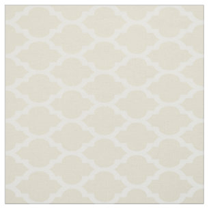 Beige, weißes marokkanisches Quatrefolienmuster # Stoff
