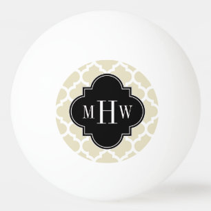 Beige, weißmarokkanisch #5 Schwarz 3 Initialmonogr Tischtennisball