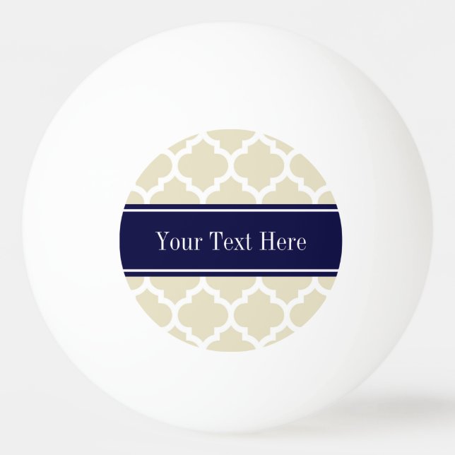 Beige Welch marokkanische #5 Navy Blue Name Monogr Tischtennisball (Vorderseite)