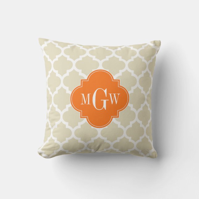 Beige, Welch marokkanischer #5 Pumpkin 3 Initial M Kissen (Vorderseite)