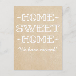 Beige Whimsical Zuhause Sweet Zuhause Postcard Ankündigungspostkarte