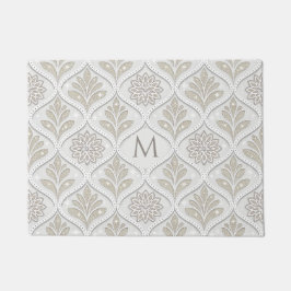 Beige & White Sparkling Quatrefoil Pattern Fußmatte