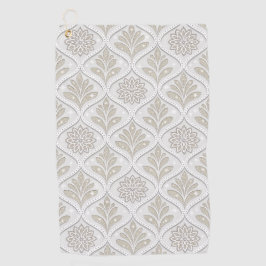 Beige & White Sparkling Quatrefoil Pattern Golfhandtuch