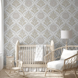 Beige & White Sparkling Quatrefoil Pattern Tapete