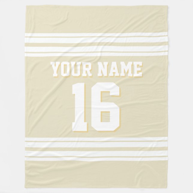 Beige White Sports Jersey Fleecedecke (Vorderseite)