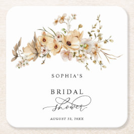 Beige Wild Flowers Bridal Shower Rechteckiger Pappuntersetzer