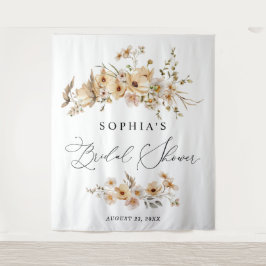 Beige Wild Flowers Bridal Shower Wandteppich