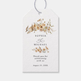 Beige Wild Flowers Wedding Geschenkanhänger