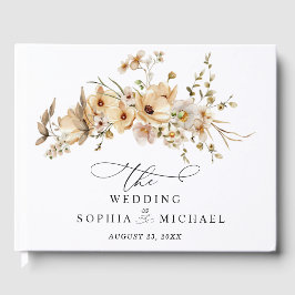 Beige Wild Flowers Wedding Guest Book Gästebuch