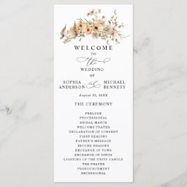Beige Wild Flowers Wedding Programm