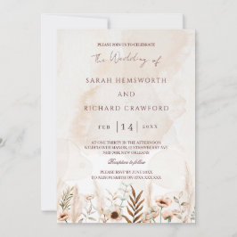 Beige Wildblume Blumengarten Boho Wedding Einladung