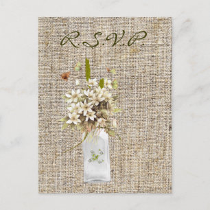 Beige Wildblume Böhmische Hippie-Hochzeit Einladungspostkarte