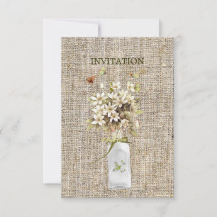 Beige Wildblume Hippie Bohemian Burlap Hochzeit Einladung