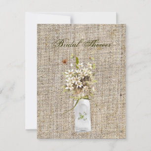 Beige Wildblume Hippie Bohemian Burlap Hochzeit Einladung