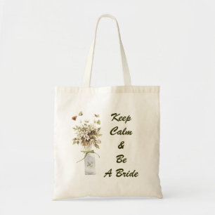 Beige Wildblume Hippie Bohemian Burlap Hochzeit Tragetasche