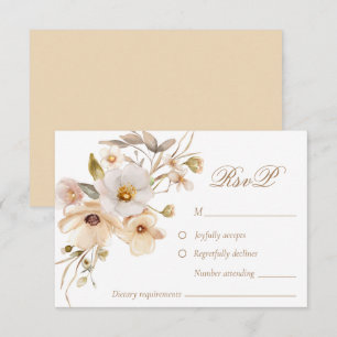 Beige Wildblumen Neutral Boho Wedding RSVP Card Karte