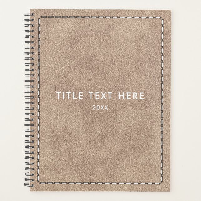 Beige Wildleder Texture & Stitching 2026 Planer (Vorderseite)