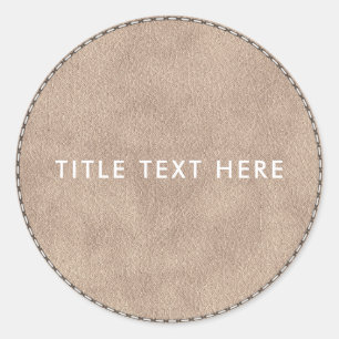 Beige Wildledertextur und Stitching Runder Aufkleber