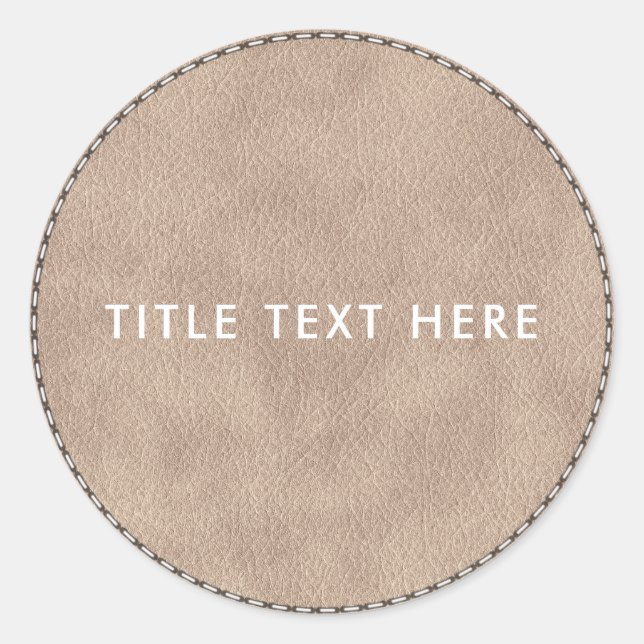 Beige Wildledertextur und Stitching Runder Aufkleber (Vorderseite)