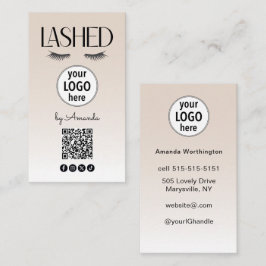 Beige Wimpern Minimalist QR-Code Social Visitenkarte