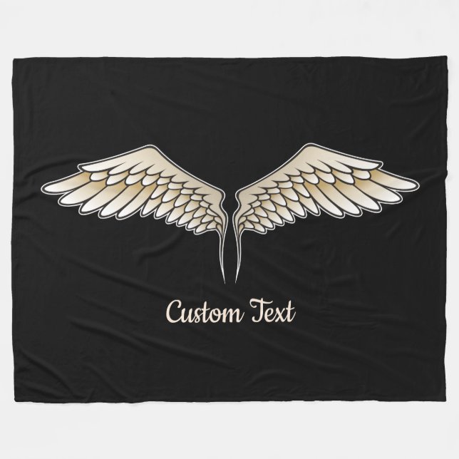 Beige Wings Fleece Blanket (Vorderseite (Horizontal))