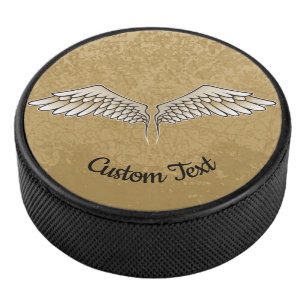 Beige Wings Hockey Puck