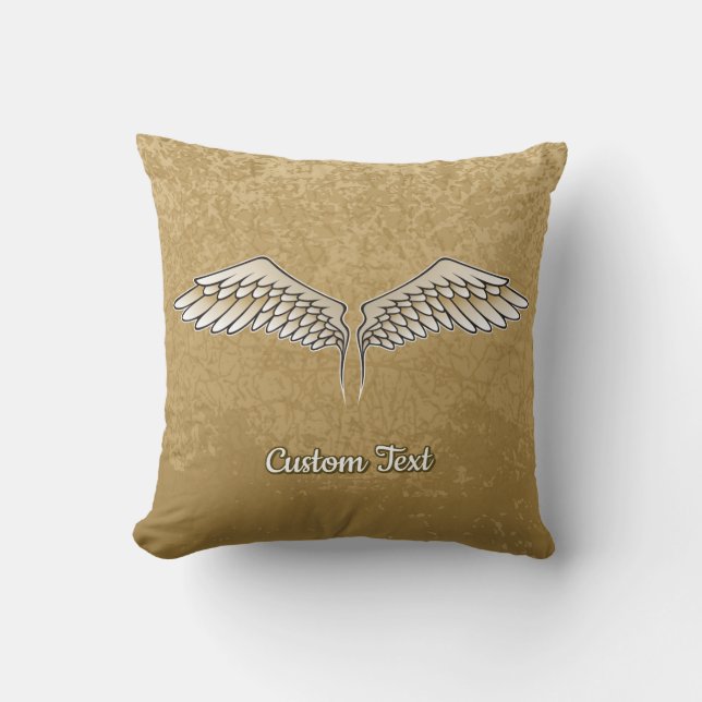 Beige Wings Throw Kissen (Vorderseite)