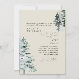 Beige Winter-Wald-Hochzeitseinladung Einladung
