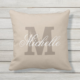 Beige Wurfskissen kundenspezifischen Monogramm Kissen