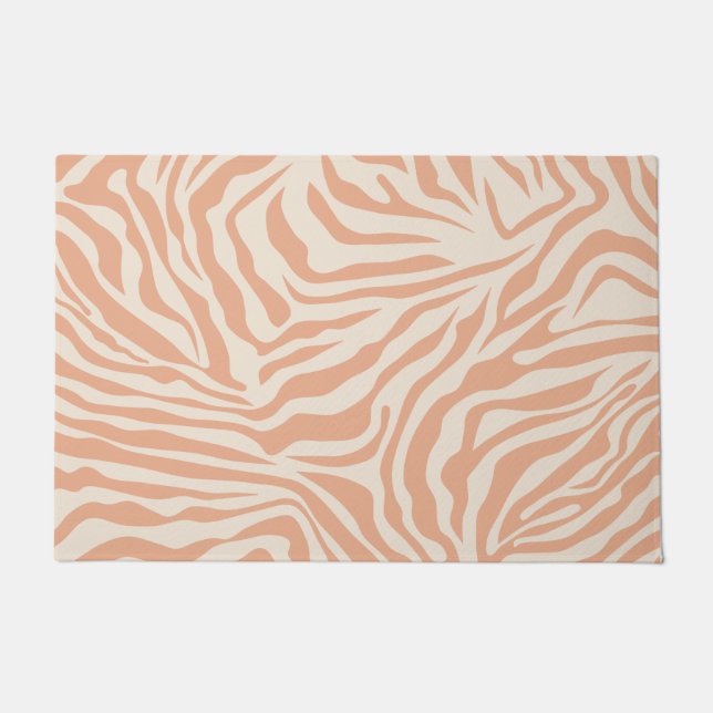 Beige Zebra Streifen Fußmatte (Vorderseite)