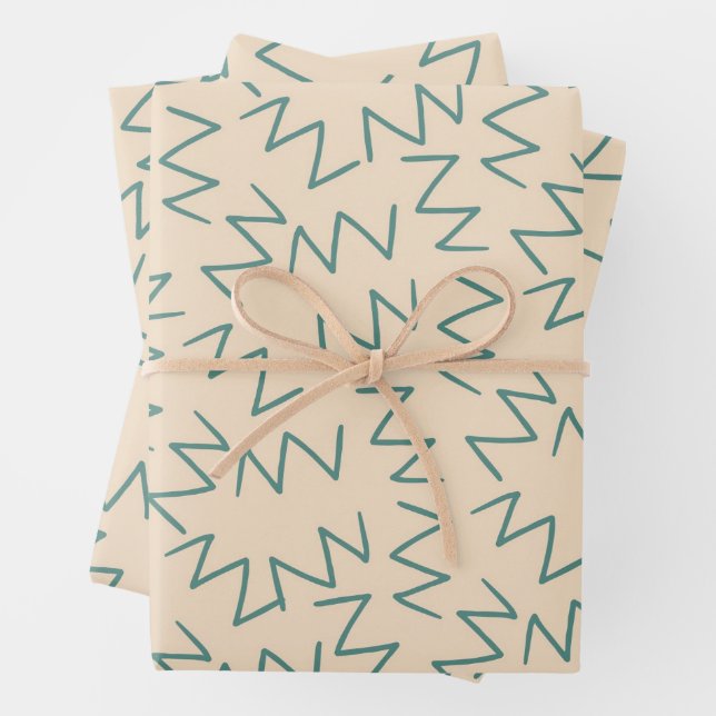 Beige Zig Zag Elegante Geschenkwrap für jeden Anla Geschenkpapier Set (Beispiel)