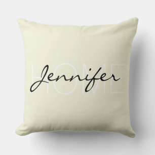 Beige Zuhause-Monogramm Kissen