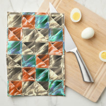 Beige, Zyan- und Korallenfliesen oder gefärbt