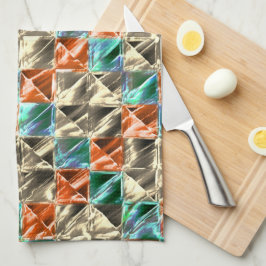 Beige, Zyan- und Korallenfliesen oder gefärbt Geschirrtuch