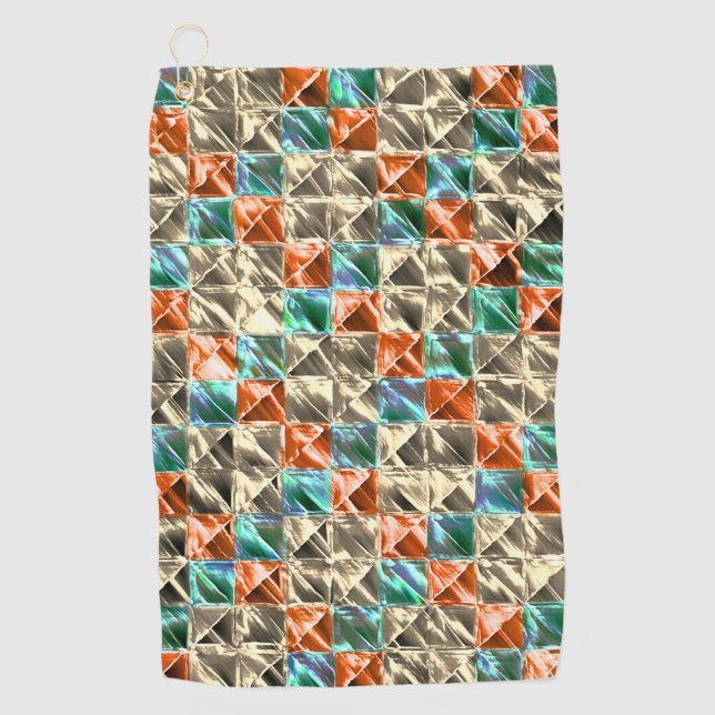 Beige, Zyan- und Korallenfliesen oder gefärbt Golfhandtuch (Vorderseite)