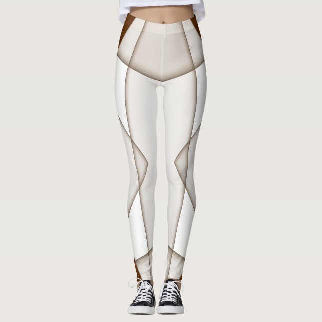 Beigefarbenes Dreieck mit Schatten, glatter Stil Leggings (Vorderseite)