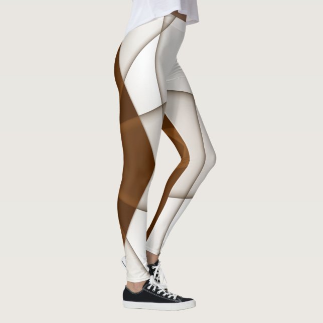Beigefarbenes Dreieck mit Schatten, glatter Stil Leggings (Rechts)